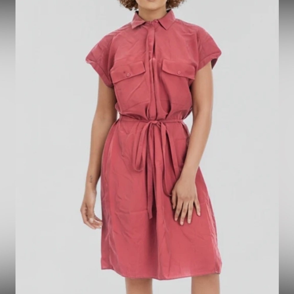 NWOT Express Red A-Line Midi Dress with Polo Collar